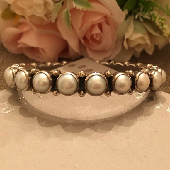 Rare Silpada Sterling Silver Freshwater Pearl Sunken Treasure Bracelet B2909 - Picture 3 of 16